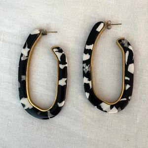 Machete Acetate and Brass Abstract Hoop Earrings